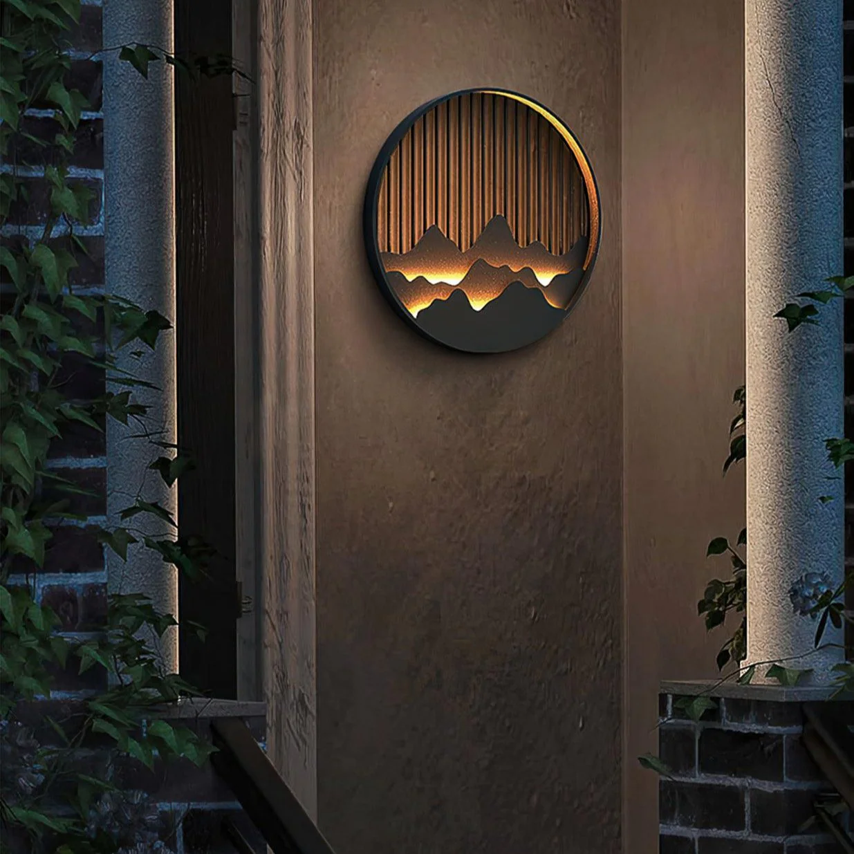Modern Outdoor Wall Light �C Weatherproof LED Garden Lamp with 3D Mountain Design