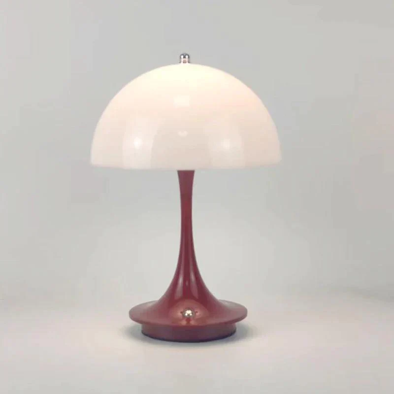 Mid-Century Modern Wireless Dimmable LED Table Lamp with Dome Shade