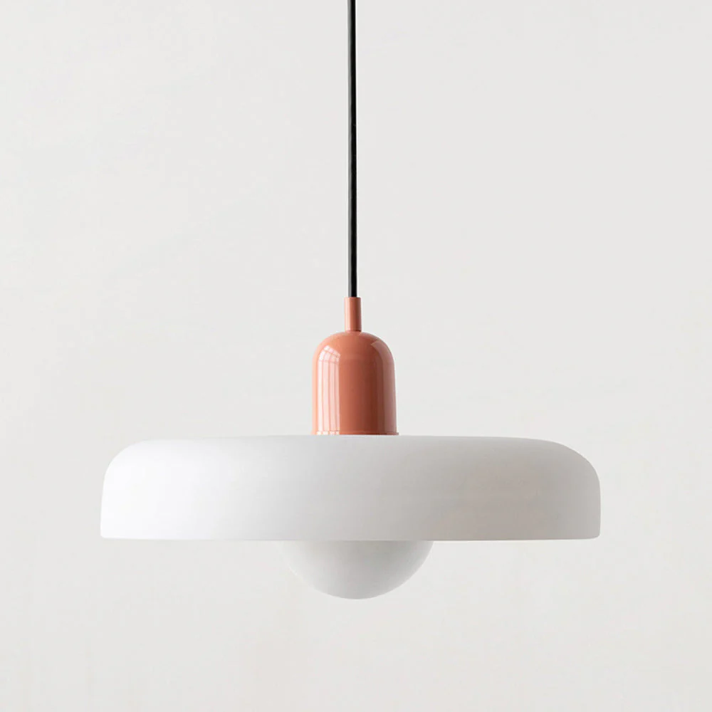 Modern Bauhaus Pendant Light with Glossy Glass Shade