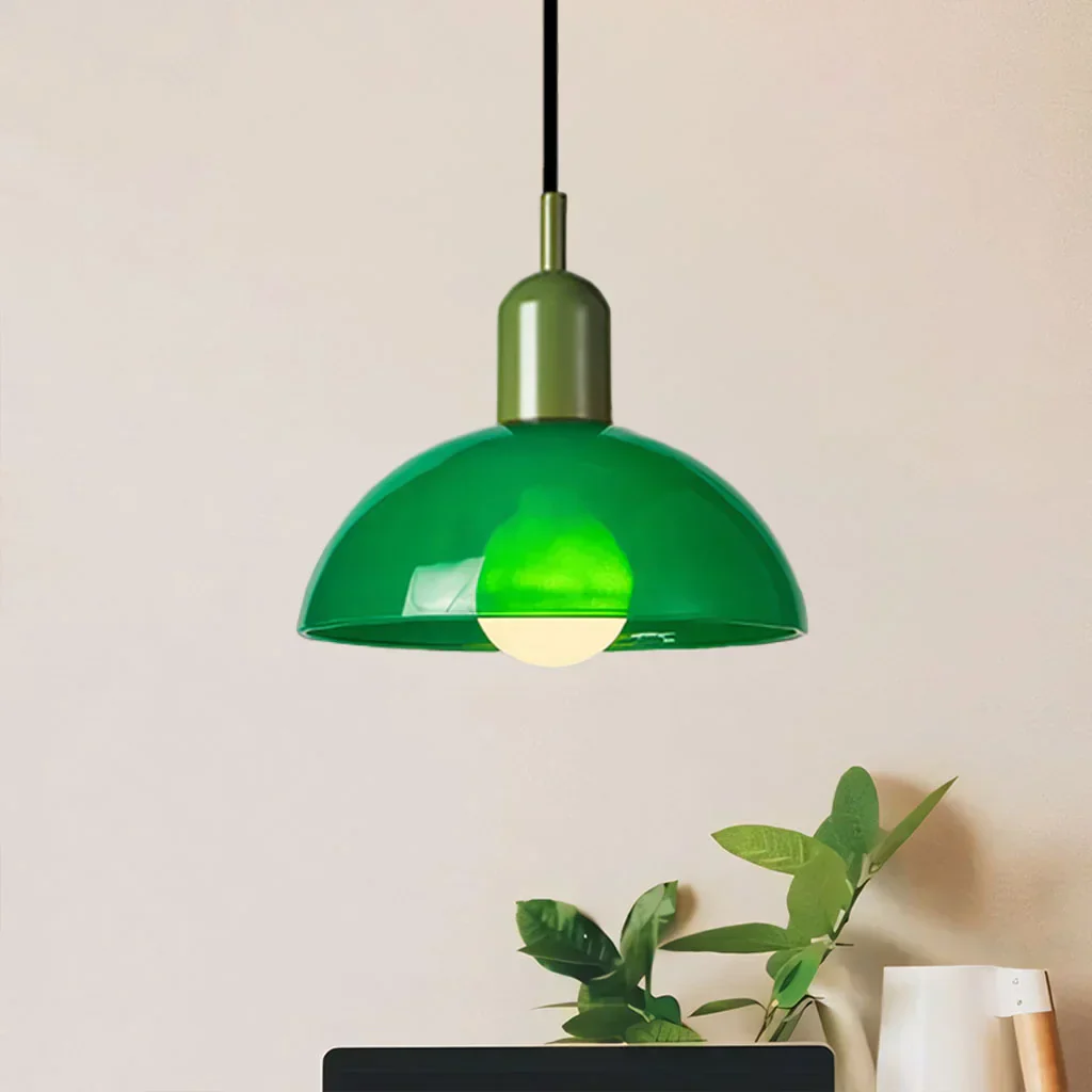 Modern Glass Bowl Pendant Light - Sleek Dome Design with LED Illumination