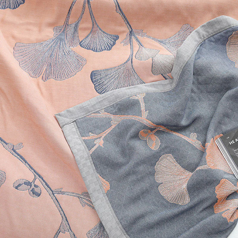 Reversible Ginkgo Leaf Quilt �?Cotton & Soybean Gauze �?Lightweight