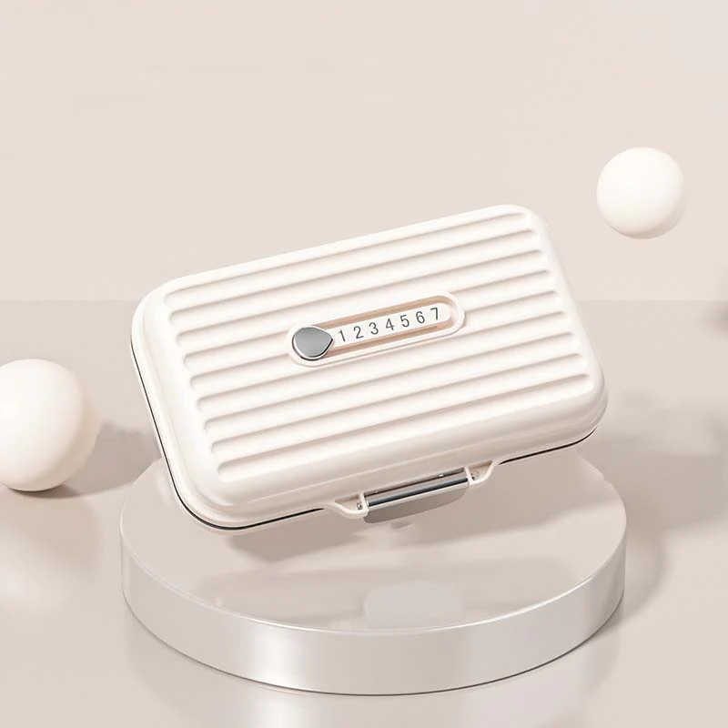 Mini Portable Pill Organizer with Password Protection & 7 Compartments