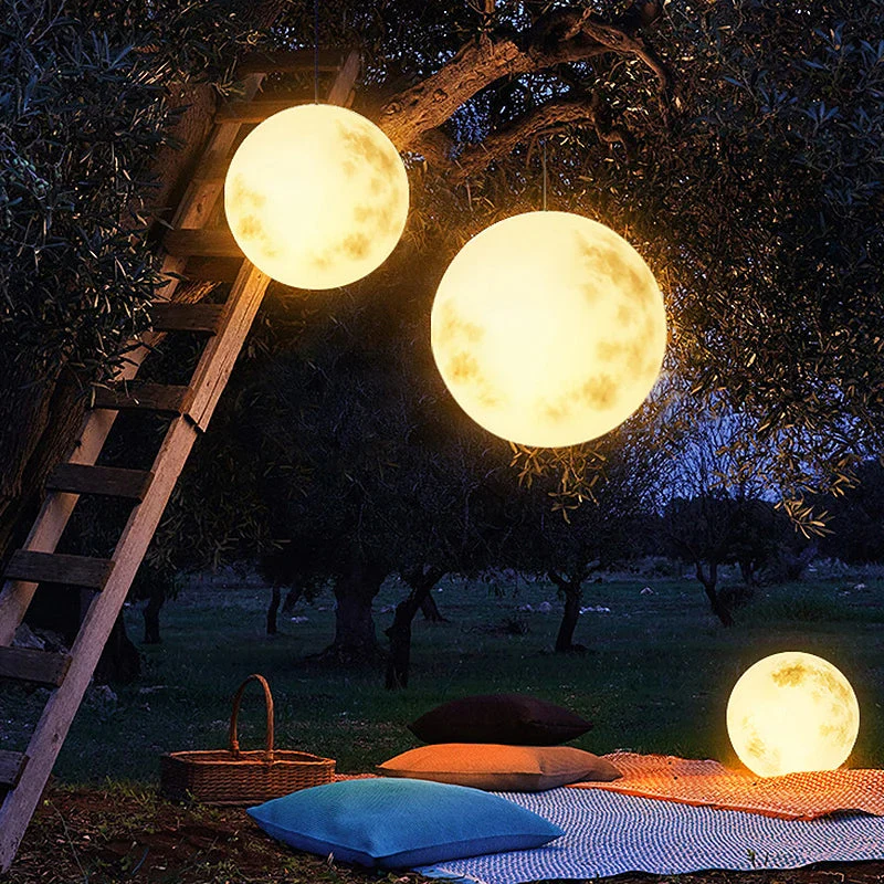 Outdoor Moon-Inspired LED Garden Globe Lamp - USB Rechargeable & Weatherproof