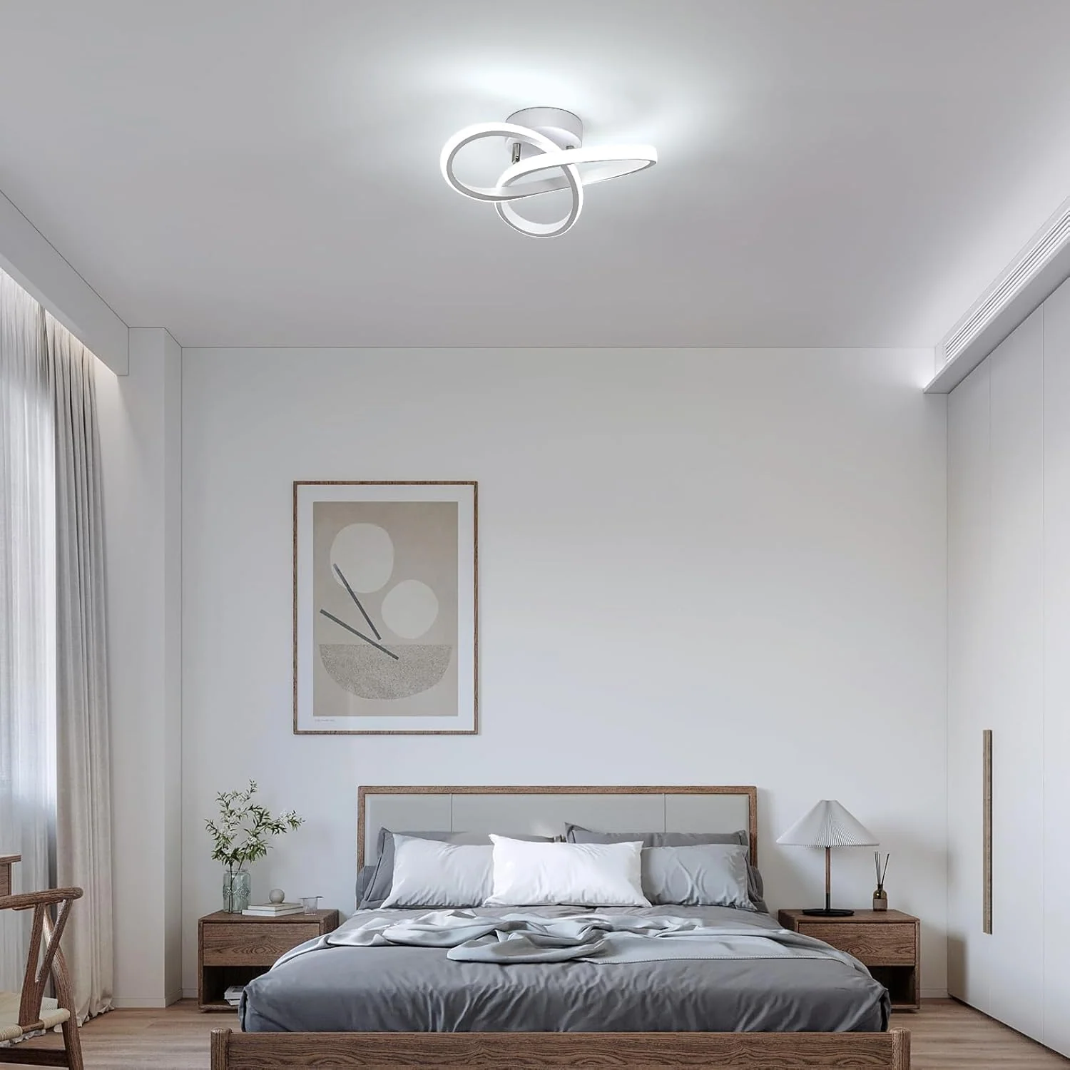Modern LED Ceiling Light with Sculptural Loop Design �C Iron & Acrylic Flush Mount
