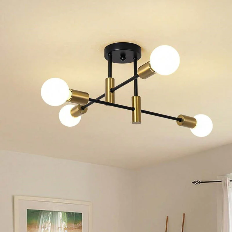 Modern Nordic Flush Ceiling Light �C Minimalist Metal Fixture with Geometric Design