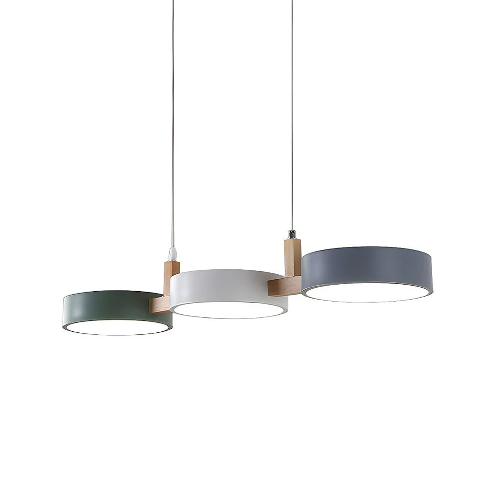 Modern Nordic Triple Cylinder Pendant Light with Wood Accent �C LED, 77cm Ceiling Fixture