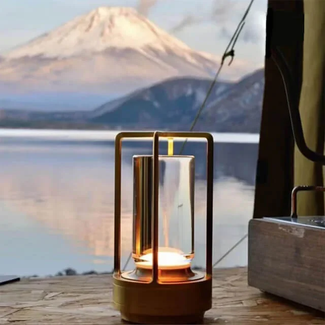 Modern Crystal Lantern Table Lamp with Touch Control & USB Charging