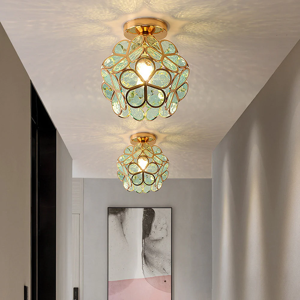 Modern Floral Glass Ceiling Light - Elegant Flush Mount Fixture