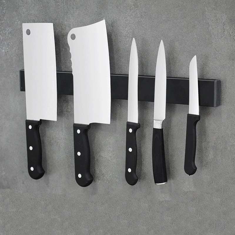 Wall Mounted Magnetic Knife Rack Stainless Steel Modern Utensil Holder