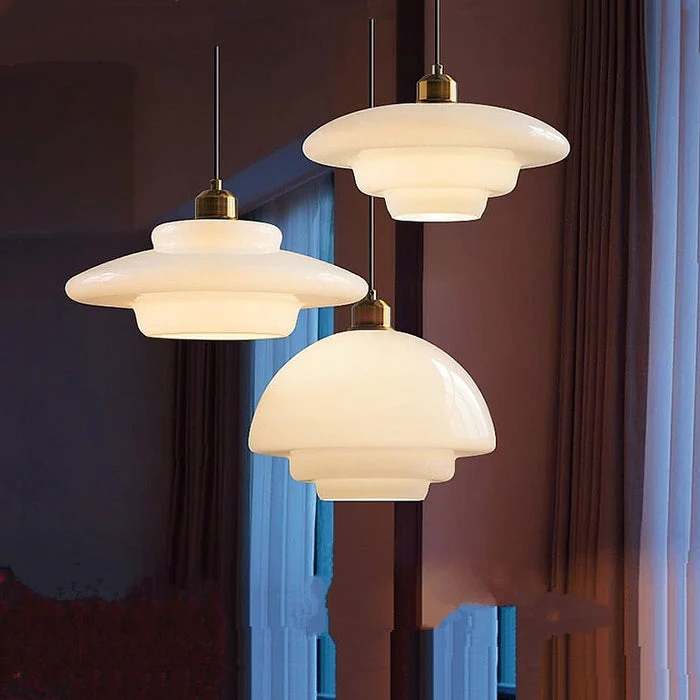 Modern Minimalist Glass Pendant Lamp with Brass Accents