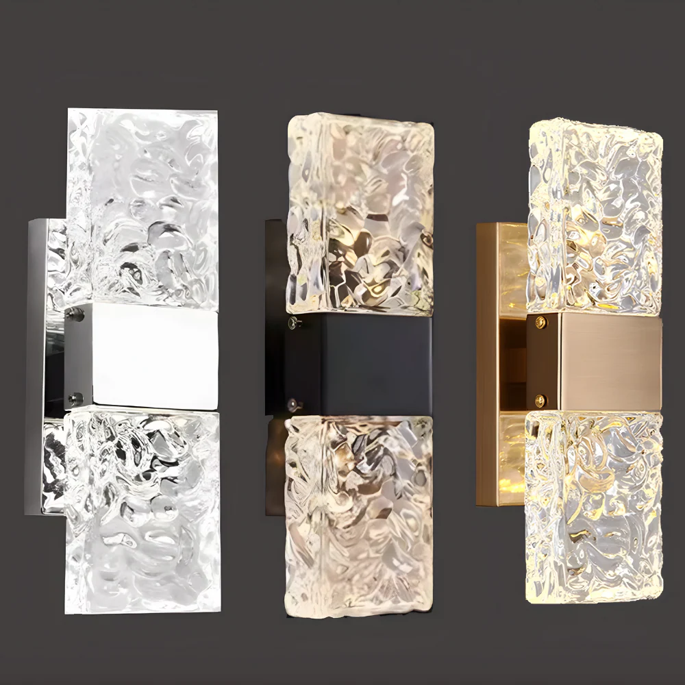 Crystal LED Wall Light �C Modern Textured Glass Sconce for Elegant Ambient Lighting