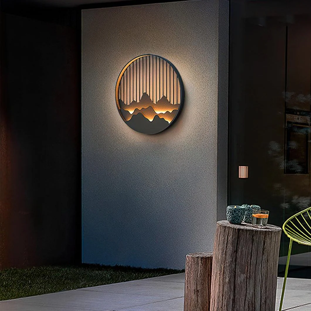 Modern Outdoor Wall Light �C Weatherproof LED Garden Lamp with 3D Mountain Design