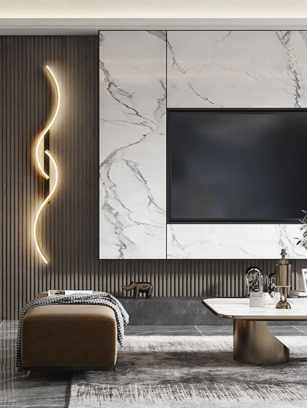 Modern LED Wall Sculpture Light �C Minimalist Curved Design in Metal & Aluminium