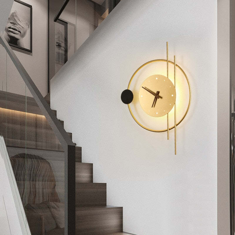 Modern LED Wall Clock with Ambient Lighting �?Minimalist Metal Design for Home Decor