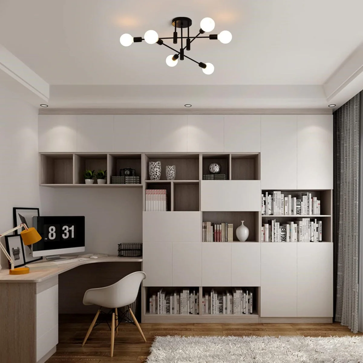 Modern Nordic Flush Ceiling Light �C Minimalist Metal Fixture with Geometric Design