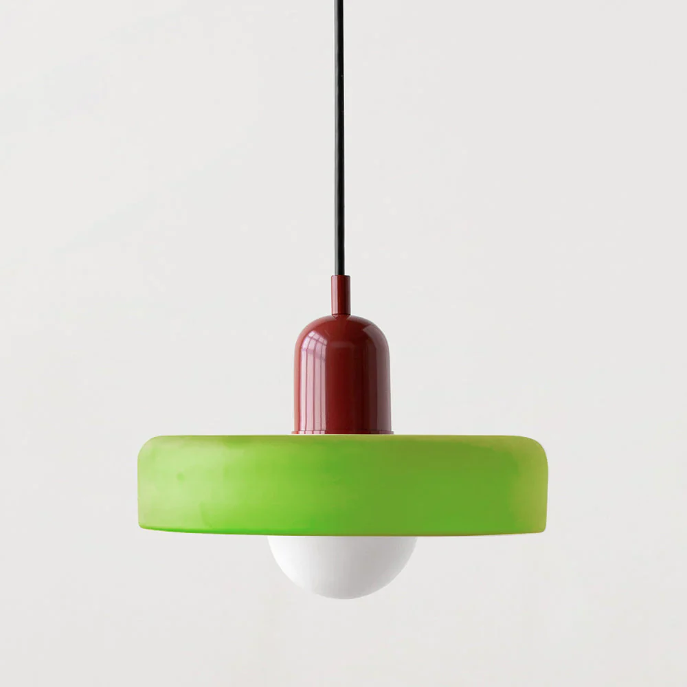 Modern Bauhaus Pendant Light with Glossy Glass Shade