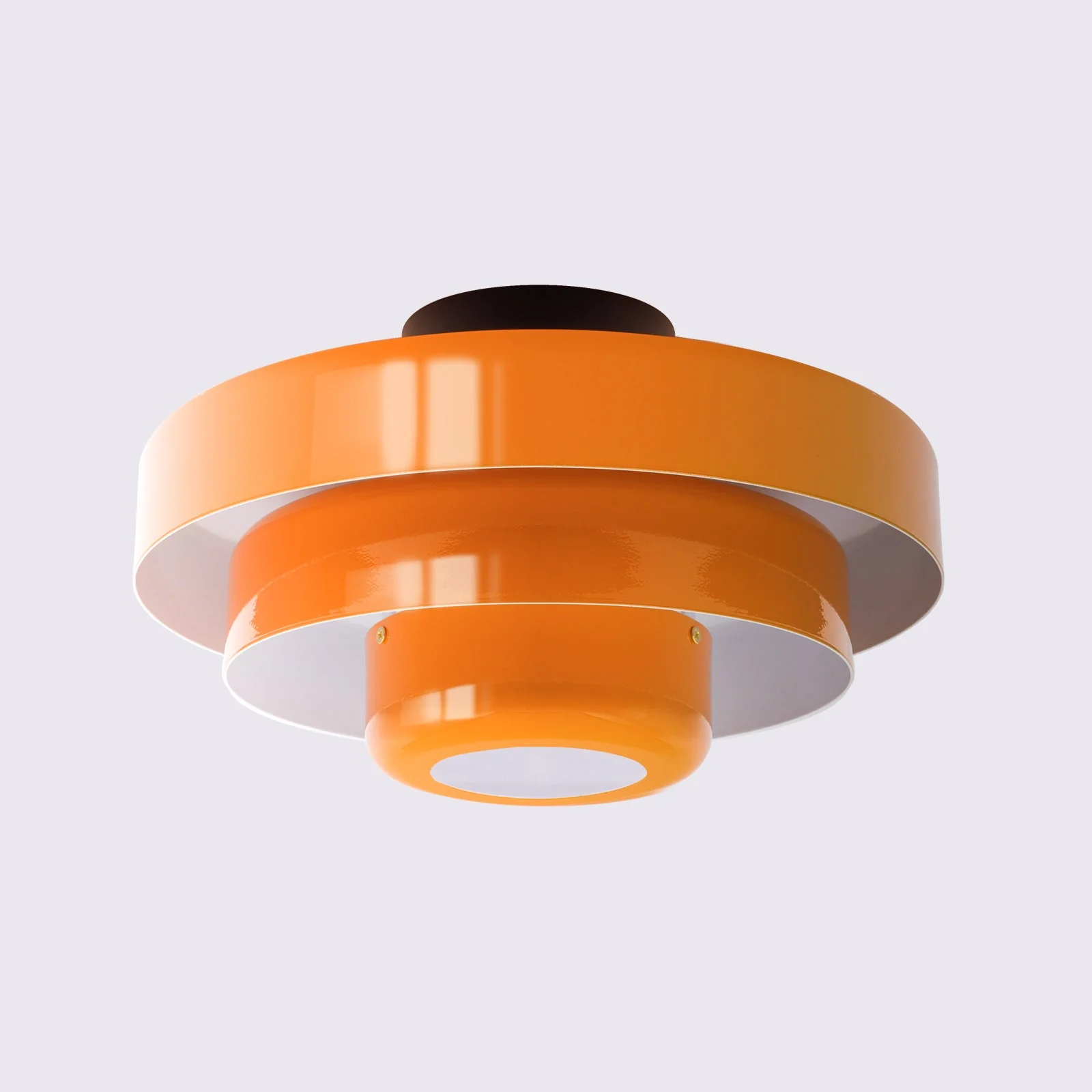 Mid-Century Modern Iron Flush Mount Ceiling Light with Tiered Geometric Design