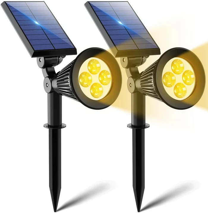 Solar Spot Light | Black Plastic & Solar Panel | Weather-Resistant & Adjustable Angle | Garden Enhancement