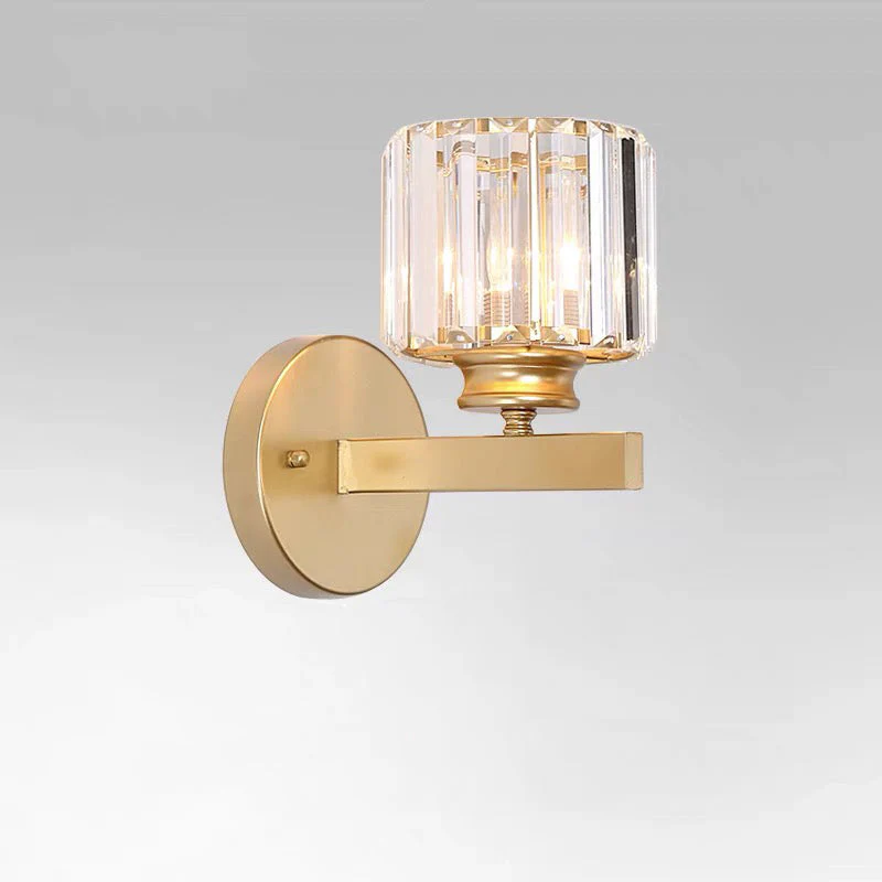 Modern Crystal Wall Light with Ribbed Glass Shade �C Square & Round Options Available