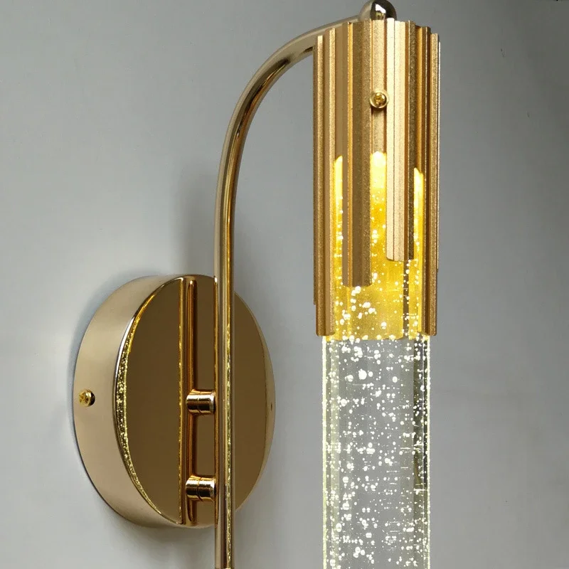 Crystal Wall Sconce Light �C Modern Bubble Glass Design with Elegant Curved Mount