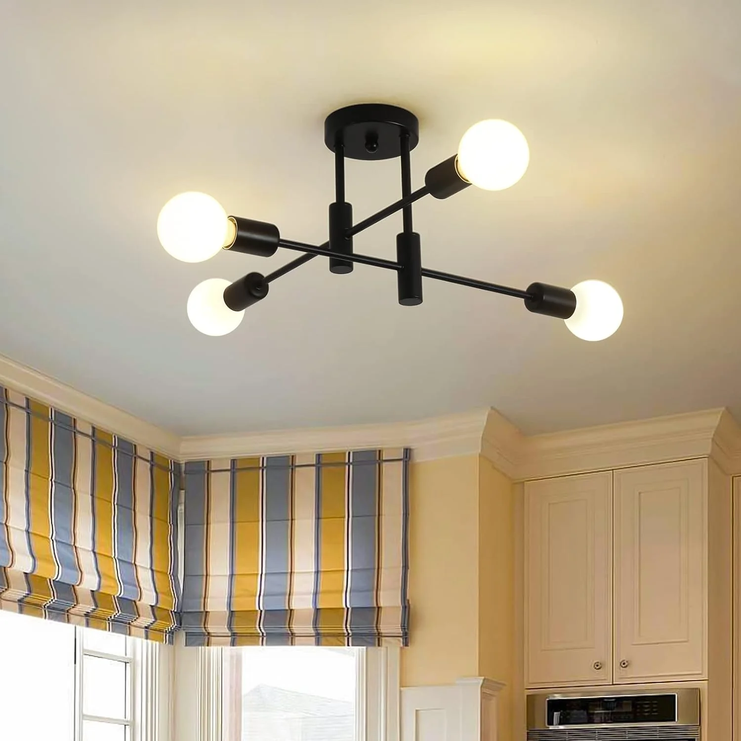 Modern Nordic Flush Ceiling Light �C Minimalist Metal Fixture with Geometric Design