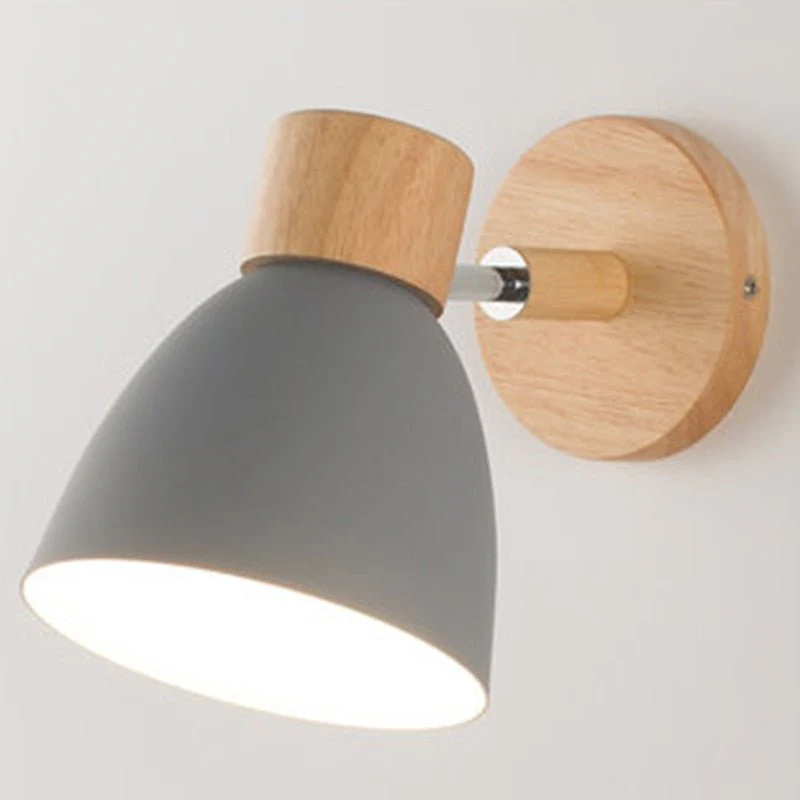 Modern Scandinavian Wood & Metal Wall Lamp �C Adjustable Reading Sconce Light