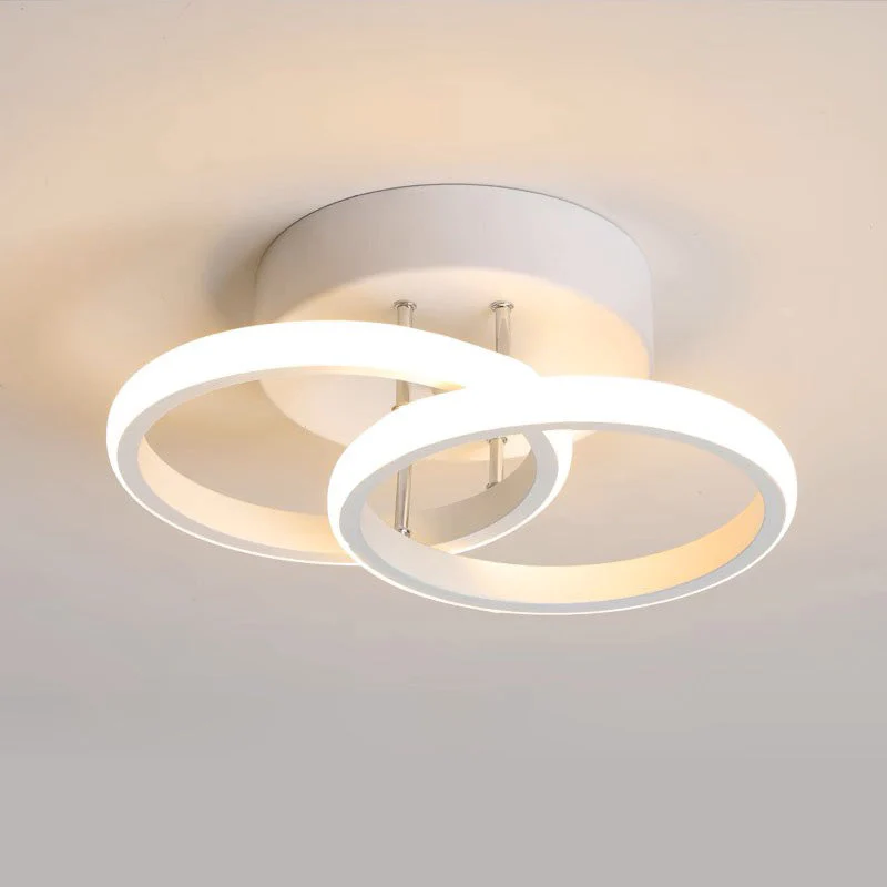 Modern LED Ceiling Light with Sculptural Loop Design �C Iron & Acrylic Flush Mount