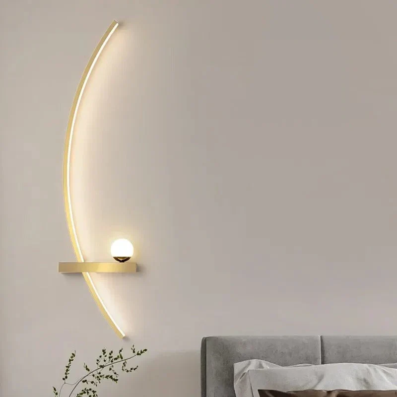 Minimalist LED Wall Light with Shelf �C Modern Arc Design & Ambient Lighting