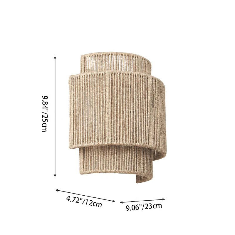 Japanese Woven Rope Wall Light �C Boho Coastal Dual-Tier Sconce for Living Room/Bedroom