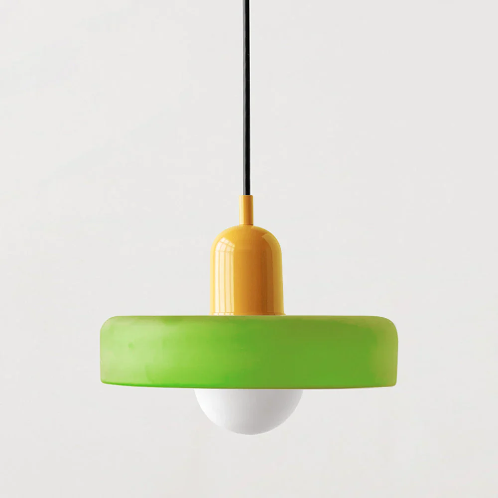 Modern Bauhaus Pendant Light with Glossy Glass Shade