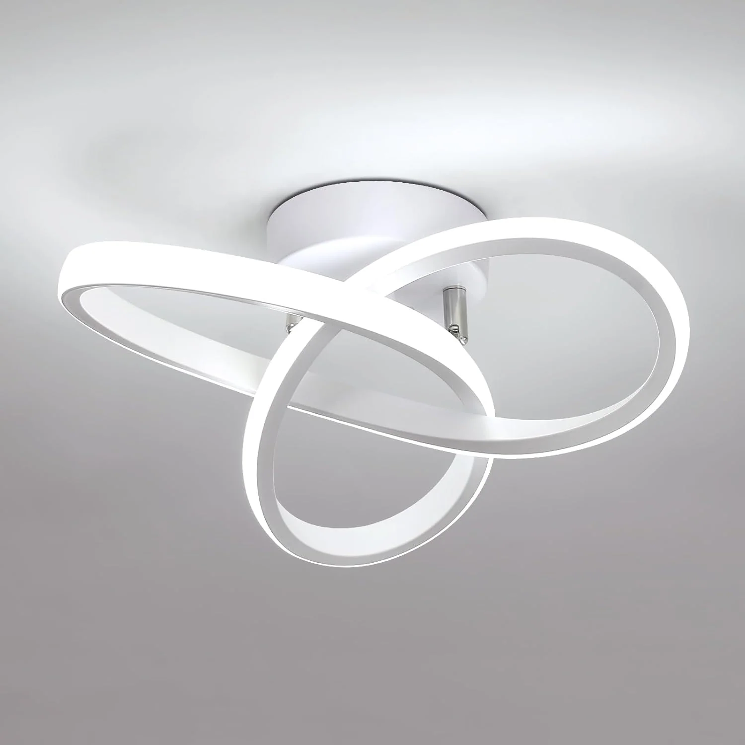 Modern LED Ceiling Light with Sculptural Loop Design �C Iron & Acrylic Flush Mount
