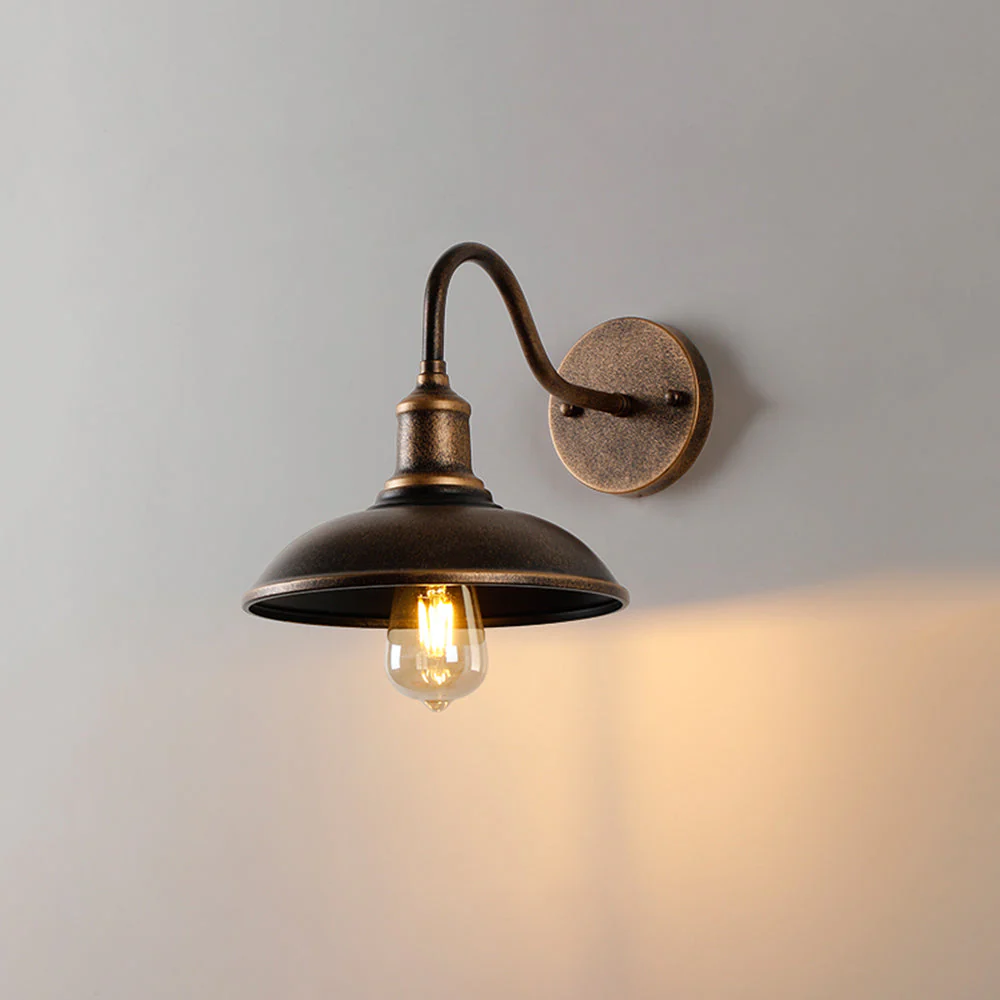 Rustic Industrial Outdoor Wall Sconce - Antique Brass, IP65 Waterproof