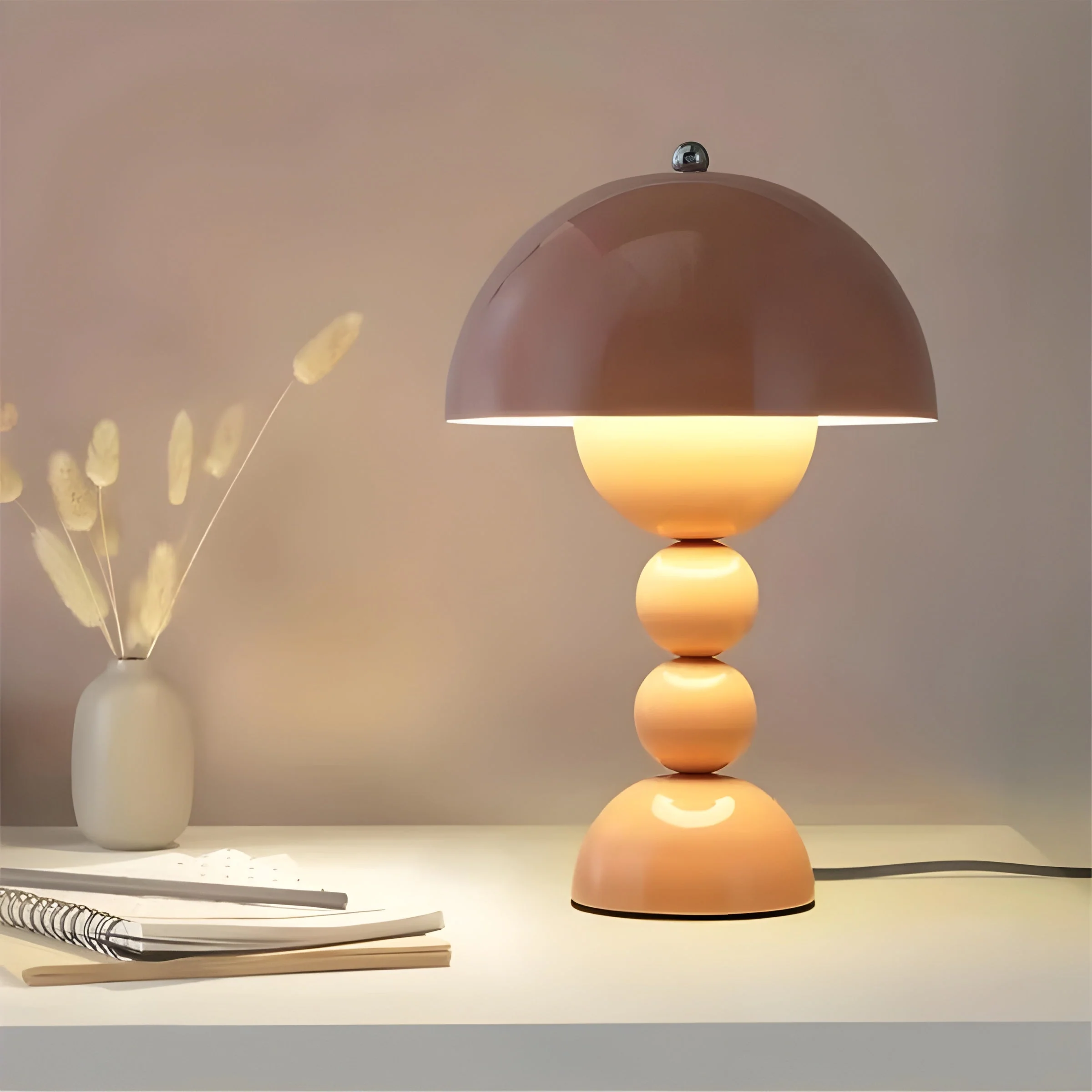Scandinavian Design Table Lamp with Dimmable LED and Glossy Finish
