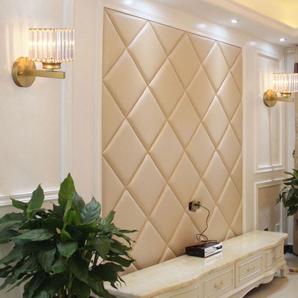 Modern Crystal Wall Light with Ribbed Glass Shade �C Square & Round Options Available