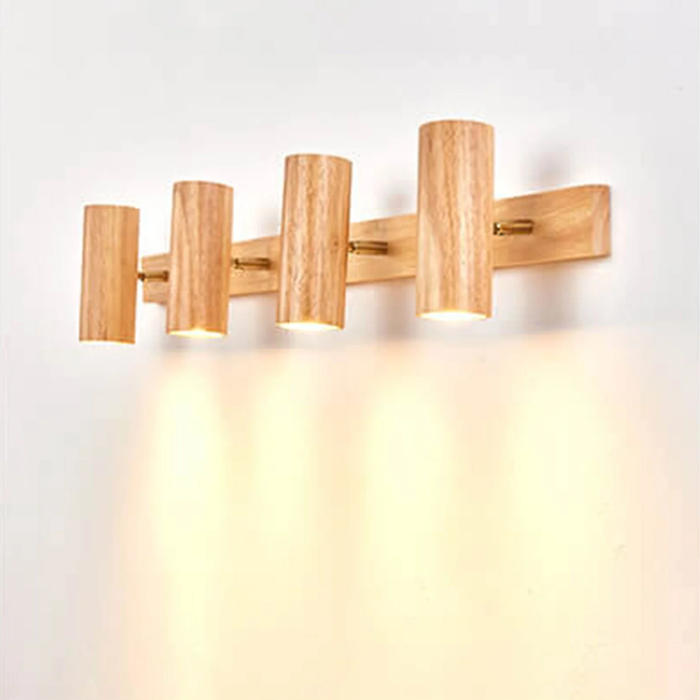 Modern Wooden Wall Light with Built-in LED �C Minimalist Sconce in 1/3/4 Spot Designs