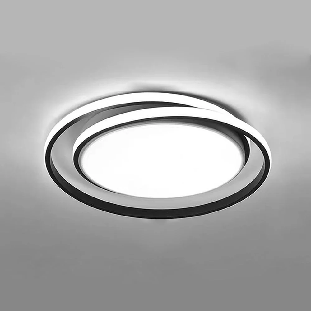 Modern Minimalist LED Flush Ceiling Light �C Circular Iron & Acrylic Fixture