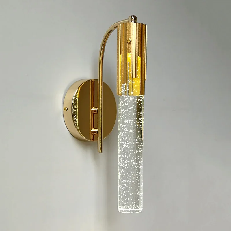 Crystal Wall Sconce Light �C Modern Bubble Glass Design with Elegant Curved Mount