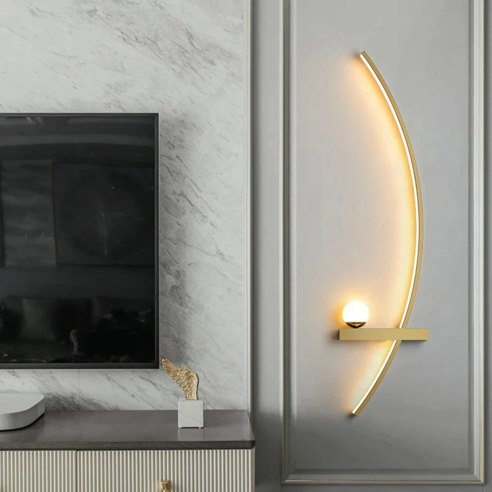 Minimalist LED Wall Light with Shelf �C Modern Arc Design & Ambient Lighting