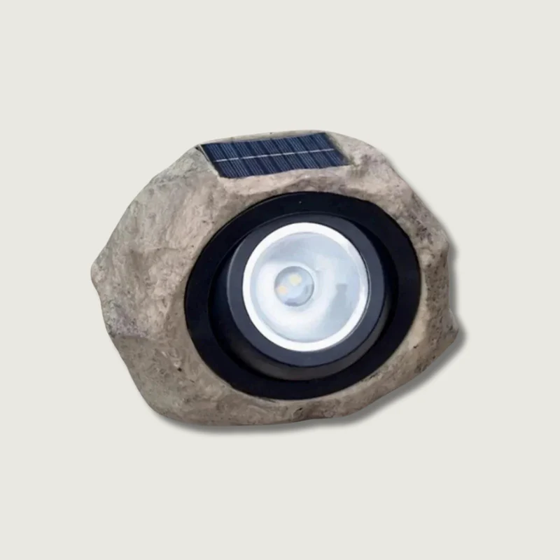 Natural Stone Solar Garden Light �C Rustic Outdoor LED Rock Lamp