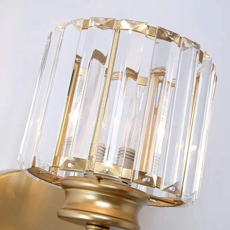 Modern Crystal Wall Light with Ribbed Glass Shade �C Square & Round Options Available
