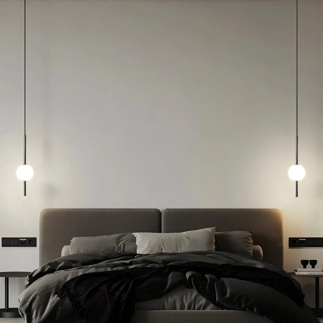 Modern Nordic Afzal Pendant Light with Dual Glass Orbs and Adjustable Cord