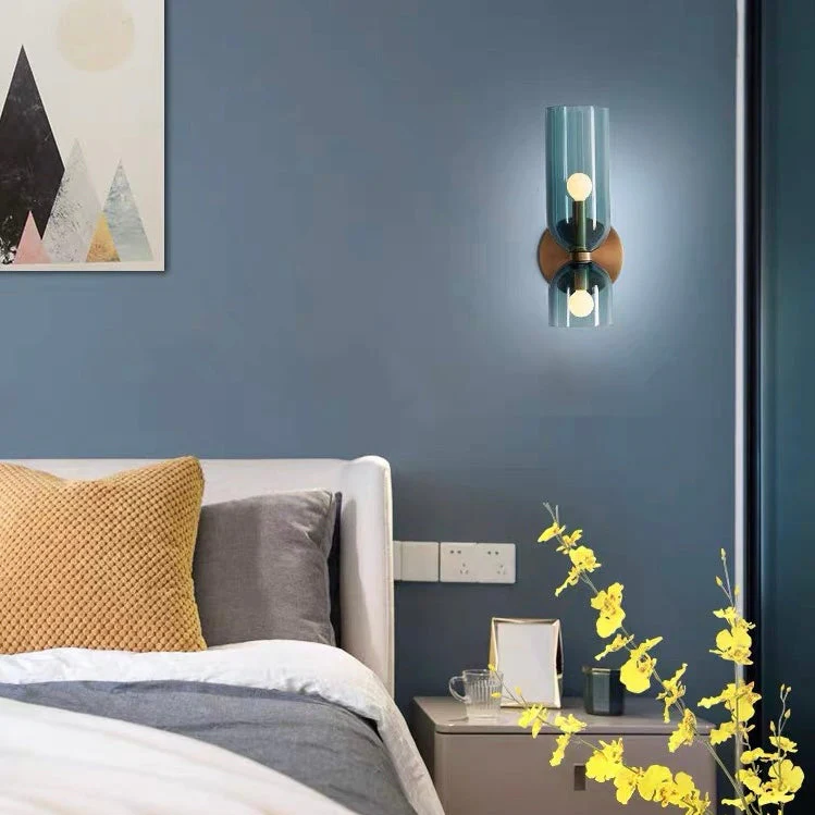Modern Double Glass Wall Sconce �C Minimalist Hardwired LED Light for Bedroom & Lounge