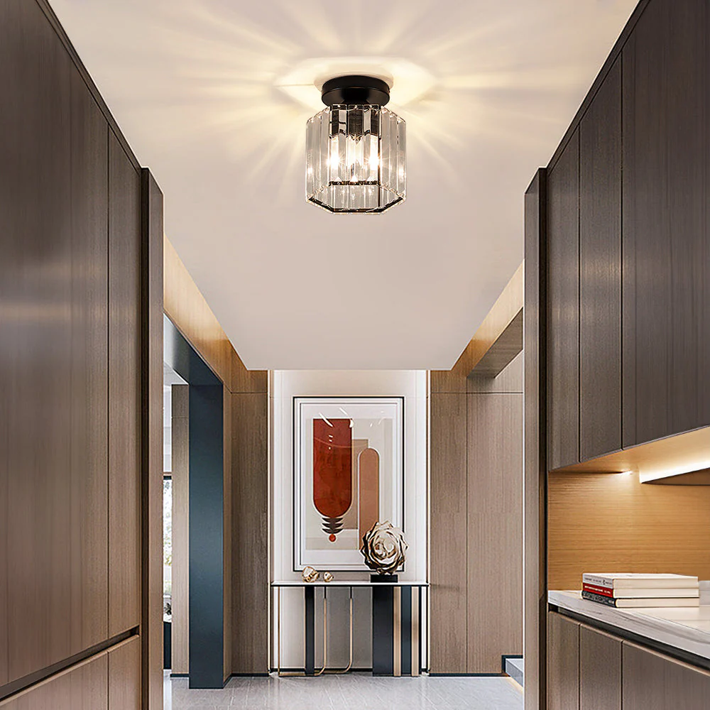 Modern Crystal Flush Ceiling Light �C Contemporary Hallway Chandelier Fixture