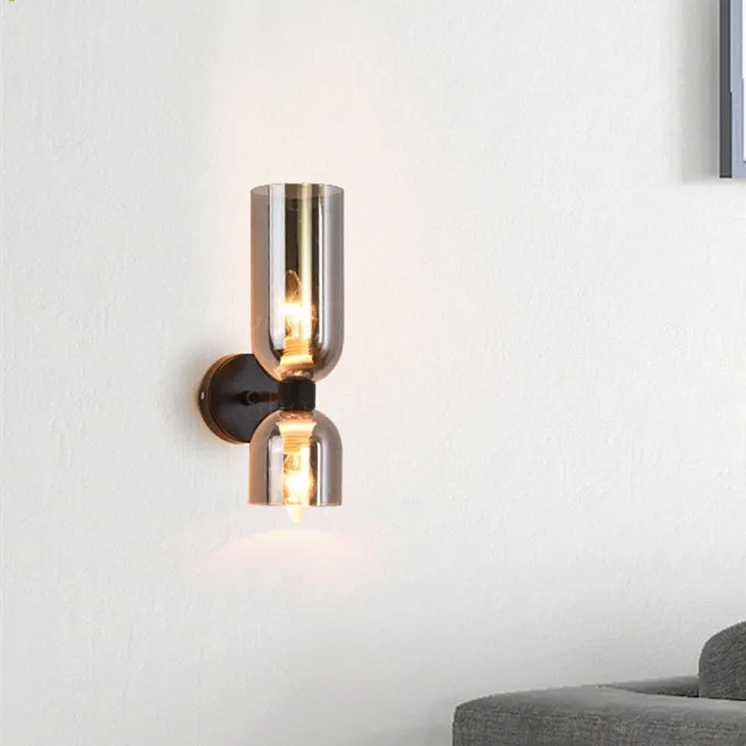 Modern Dual Glass Wall Sconce �C Minimalist LED Up and Down Light Fixture