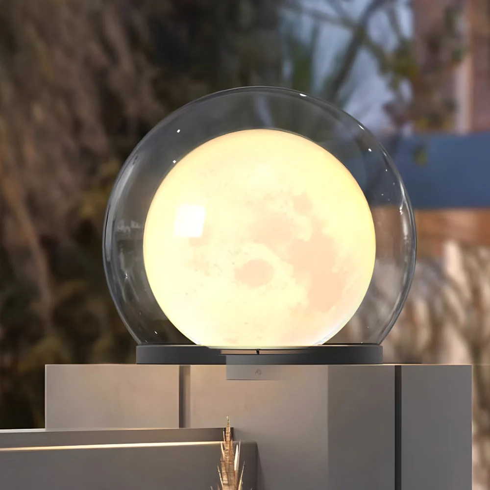 Contemporary Solar Garden Globe Lamp - Weatherproof Dual-Layer Moonlight Design