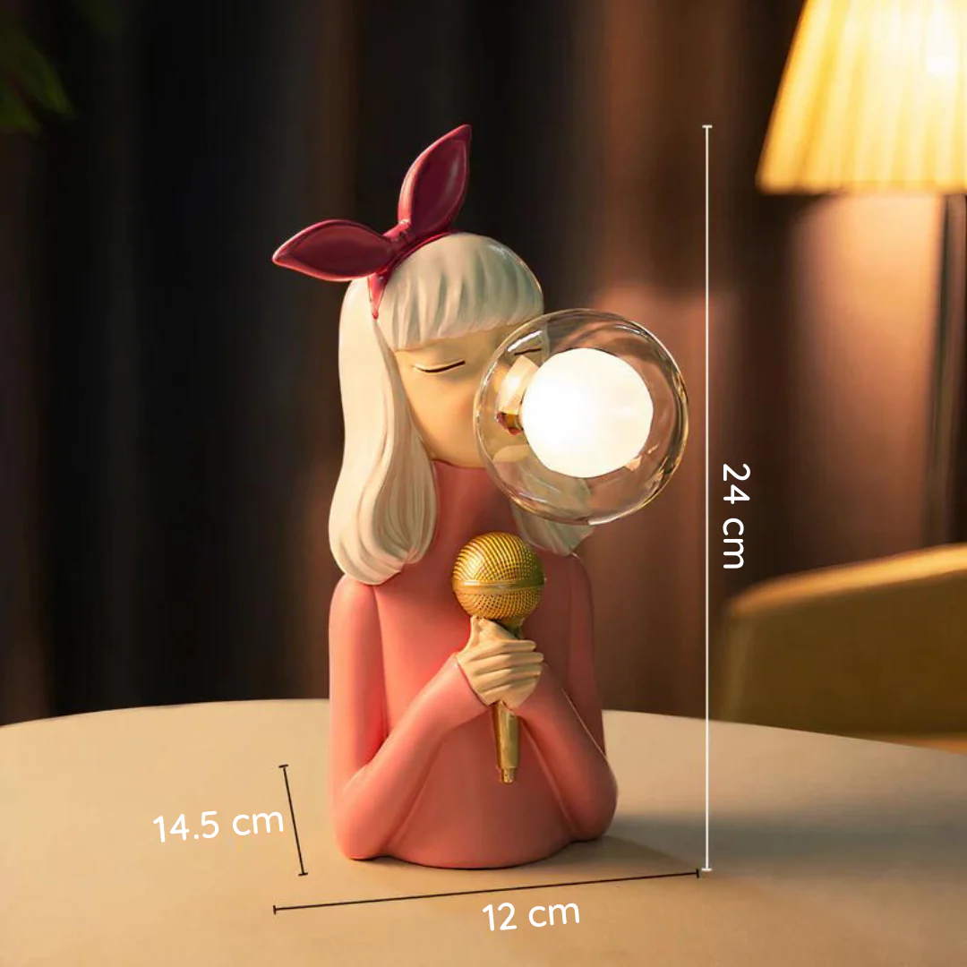 Handcrafted Whimsical Figurine Table Lamp with USB and Playful Bubble Design