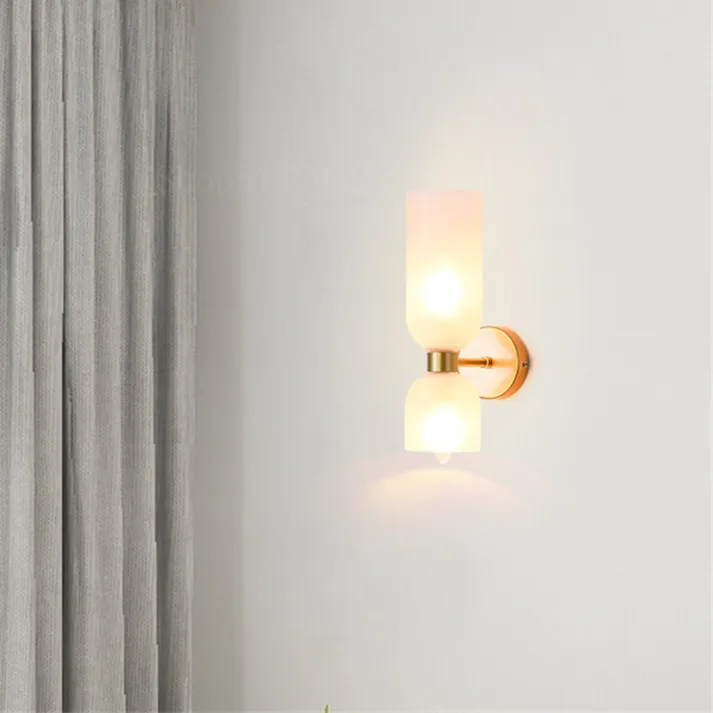 Modern Dual Glass Wall Sconce �C Minimalist LED Up and Down Light Fixture
