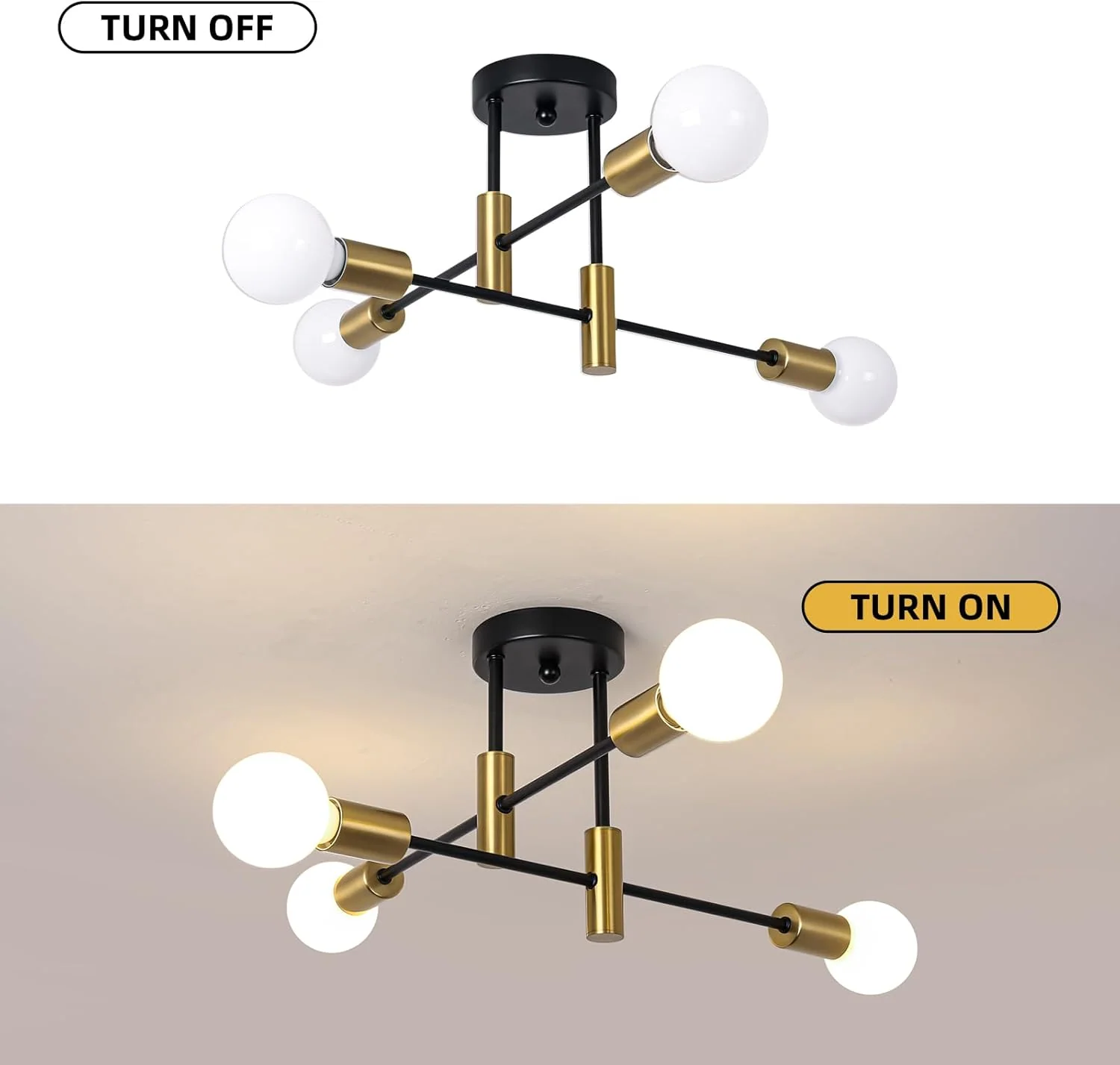 Modern Nordic Flush Ceiling Light �C Minimalist Metal Fixture with Geometric Design