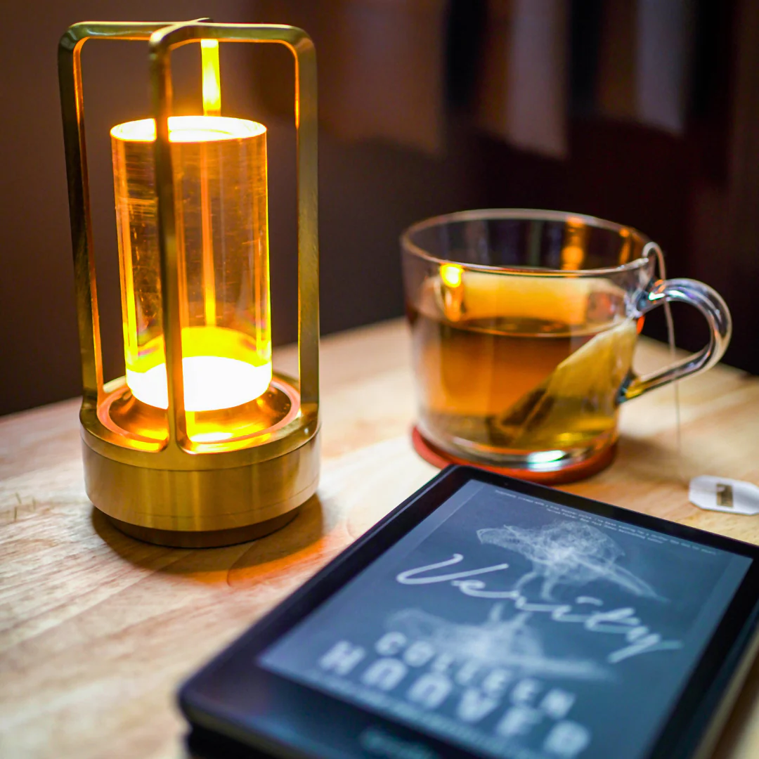 Modern Crystal Lantern Table Lamp with Touch Control & USB Charging