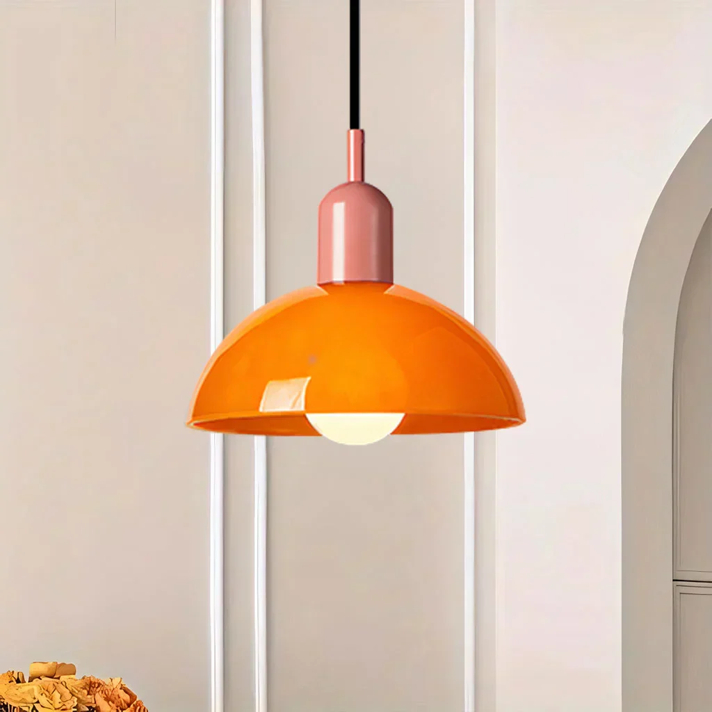 Modern Glass Bowl Pendant Light - Sleek Dome Design with LED Illumination